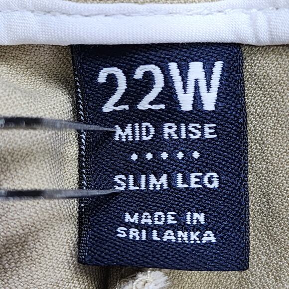 Lands End Pants Womens 22W Tan Khaki Mid Rise Slim Leg Crop Capri Stretch Office - Picture 4 of 12